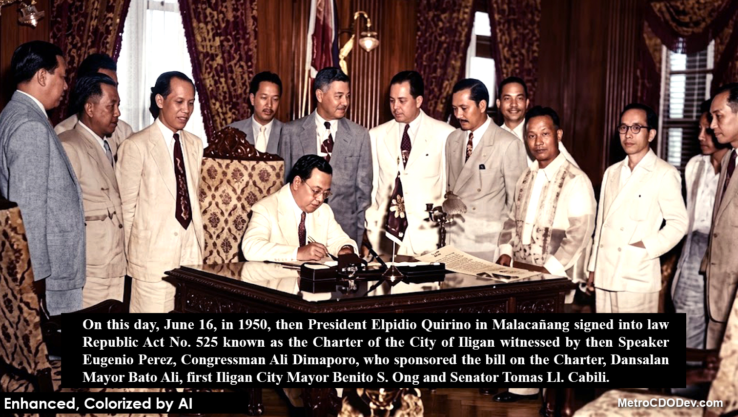 HISTORY WATCH: June 16, 1950 – Republic Act No. 525 is signed creating the City of Iligan