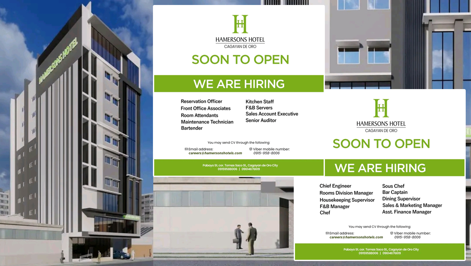Hamersons Hotel Cagayan de Oro now hiring for its pre-opening team