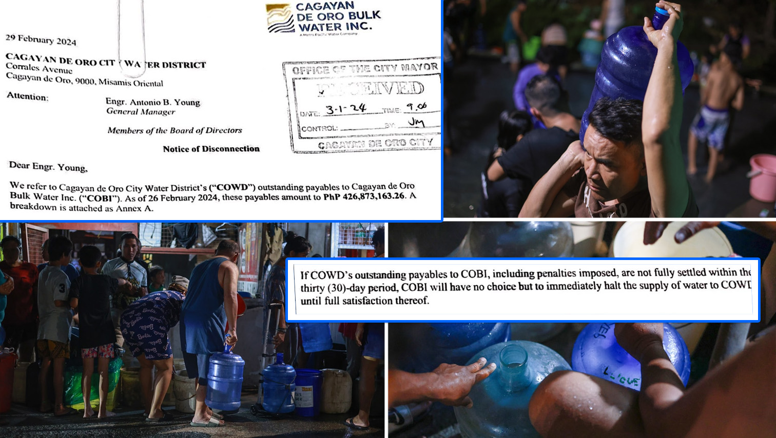 COBI warns COWD of water supply cutoff if P426.87 M bill remains unsettled after 30 days