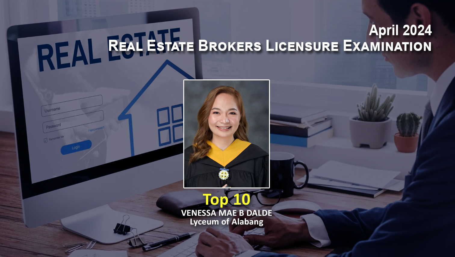 Another topnotcher from Cagayan de Oro in April 2024 Real Estate Brokers Board Exam