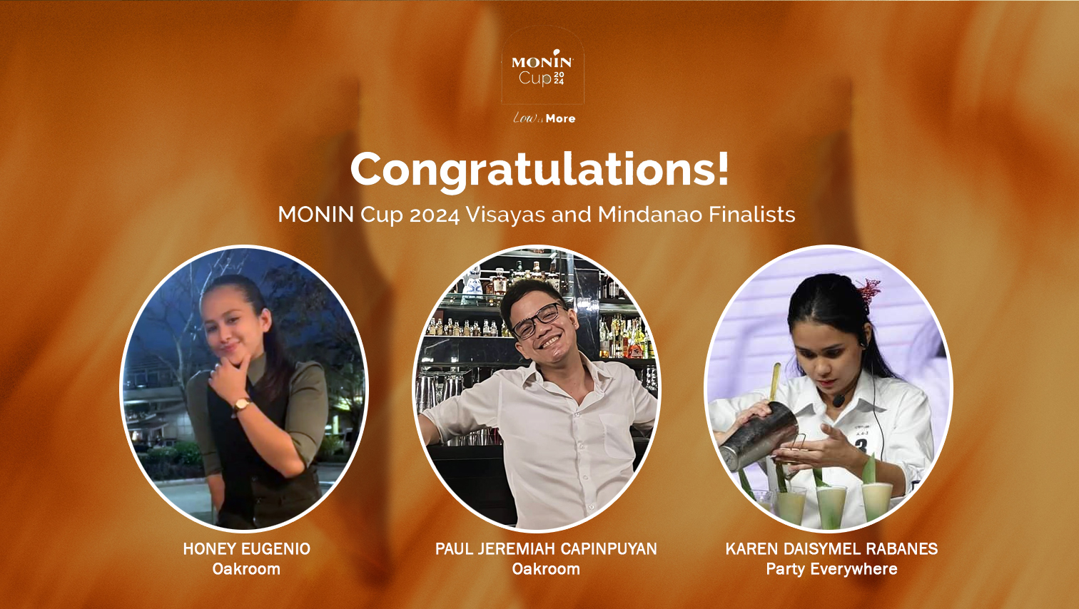 3 Oro bartenders advance to Monin Cup 2024 VisMin Finals