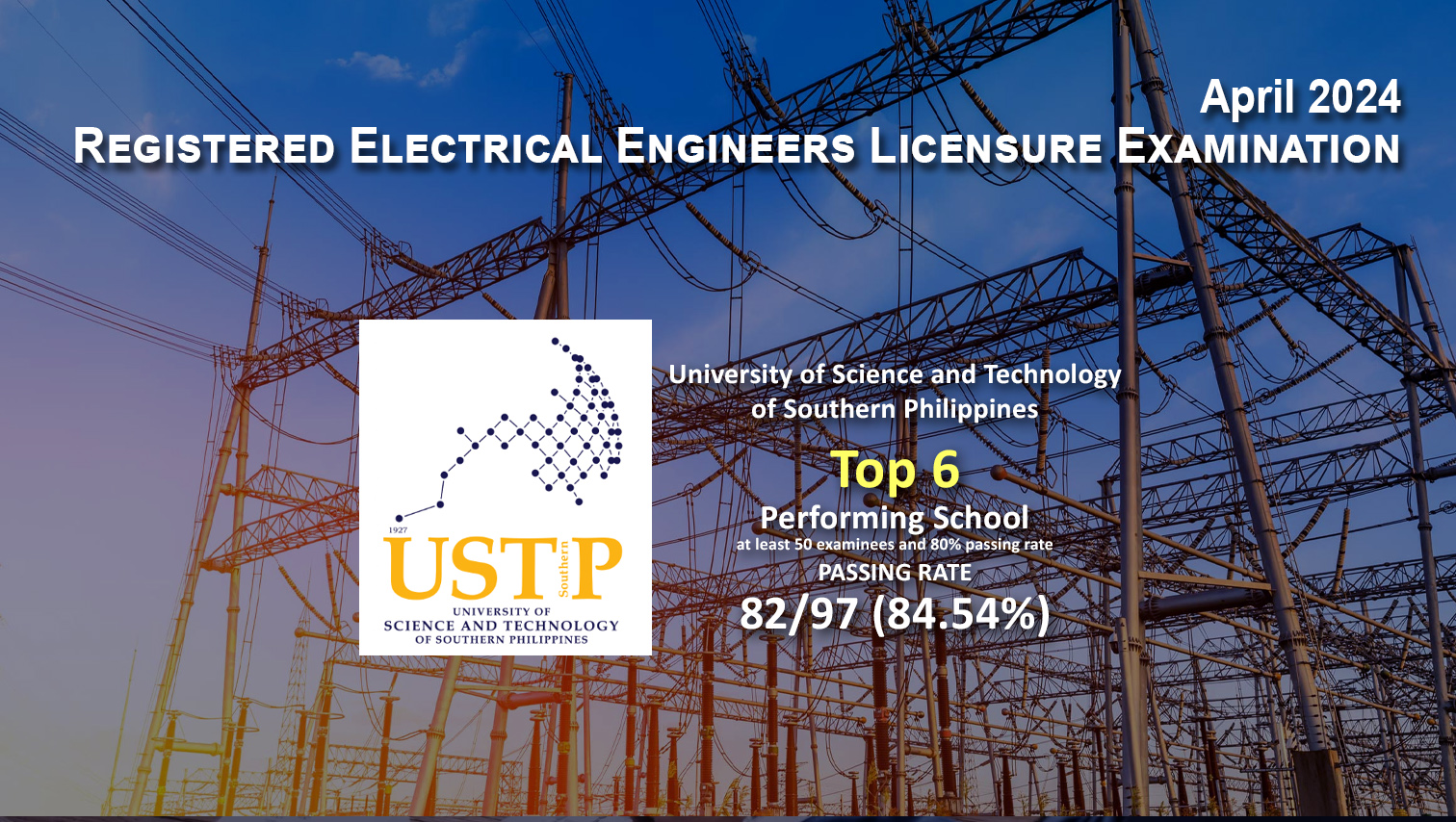 USTP is Top 6 Performing School nationwide in April 2024 Registered Electrical Engineers Board Exam
