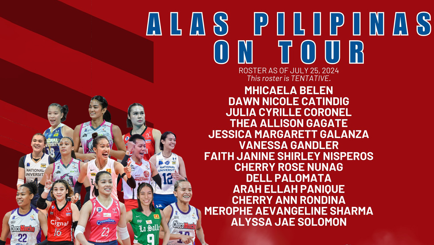 Roster for Alas Pilipinas on Tour in Cagayan de Oro announced