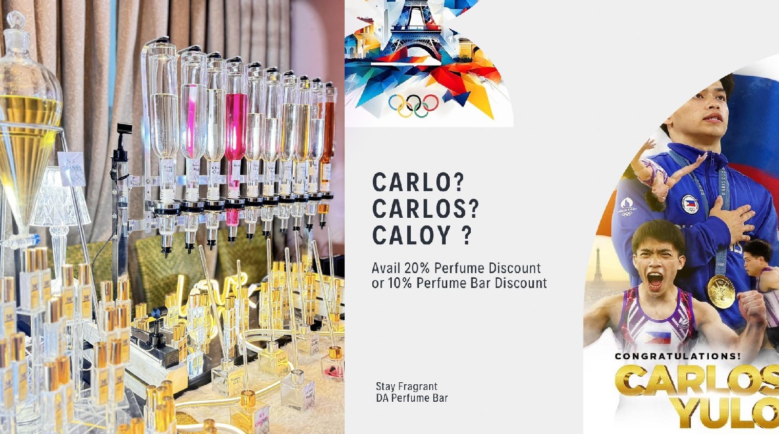 Oro perfume bar celebrates Carlos Yulo’s historic feat with 20% discount for all named Carlo, Carlos, Caloy