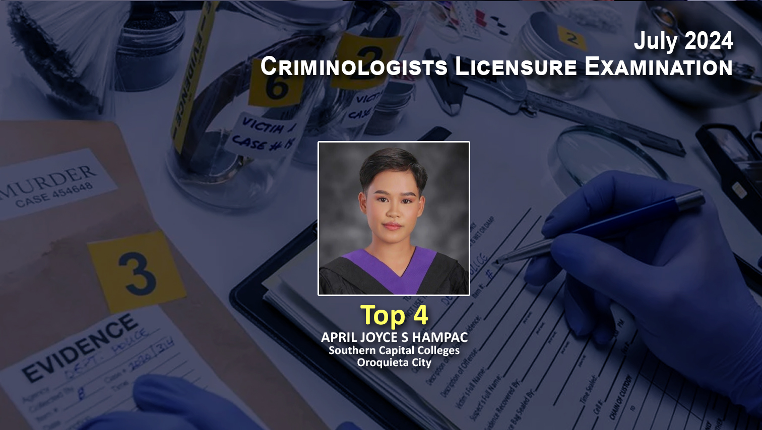 Southern Capital Colleges grad in Oroquieta City is Top 4 in July 2024 Criminologists Board Exam