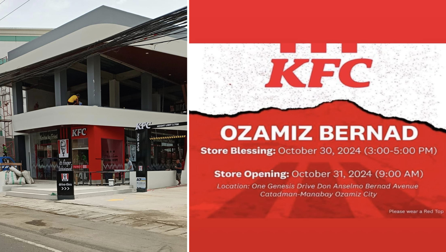 KFC Ozamiz Drive-Thru opens October 31