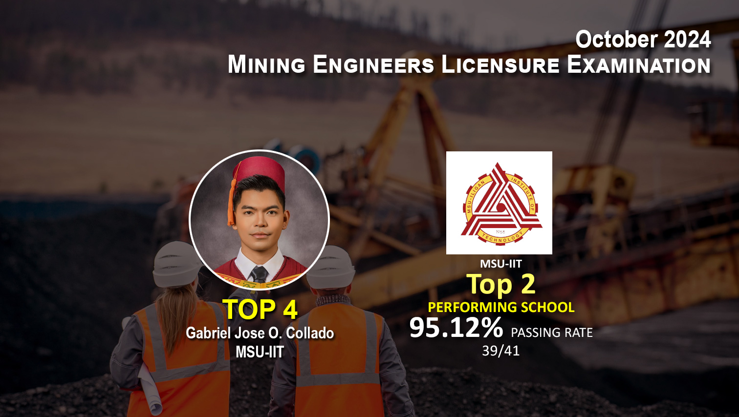 MSU-IIT grad is Top 4 in October 2024 Mining Engineers Board Exam