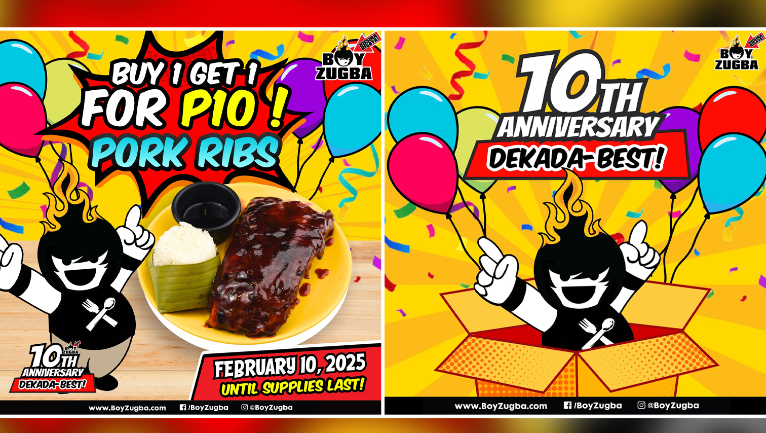 Boy Zugba rolls out Buy 1, Pork Ribs, Get 1 for only P10 for 10th Anniversary promo