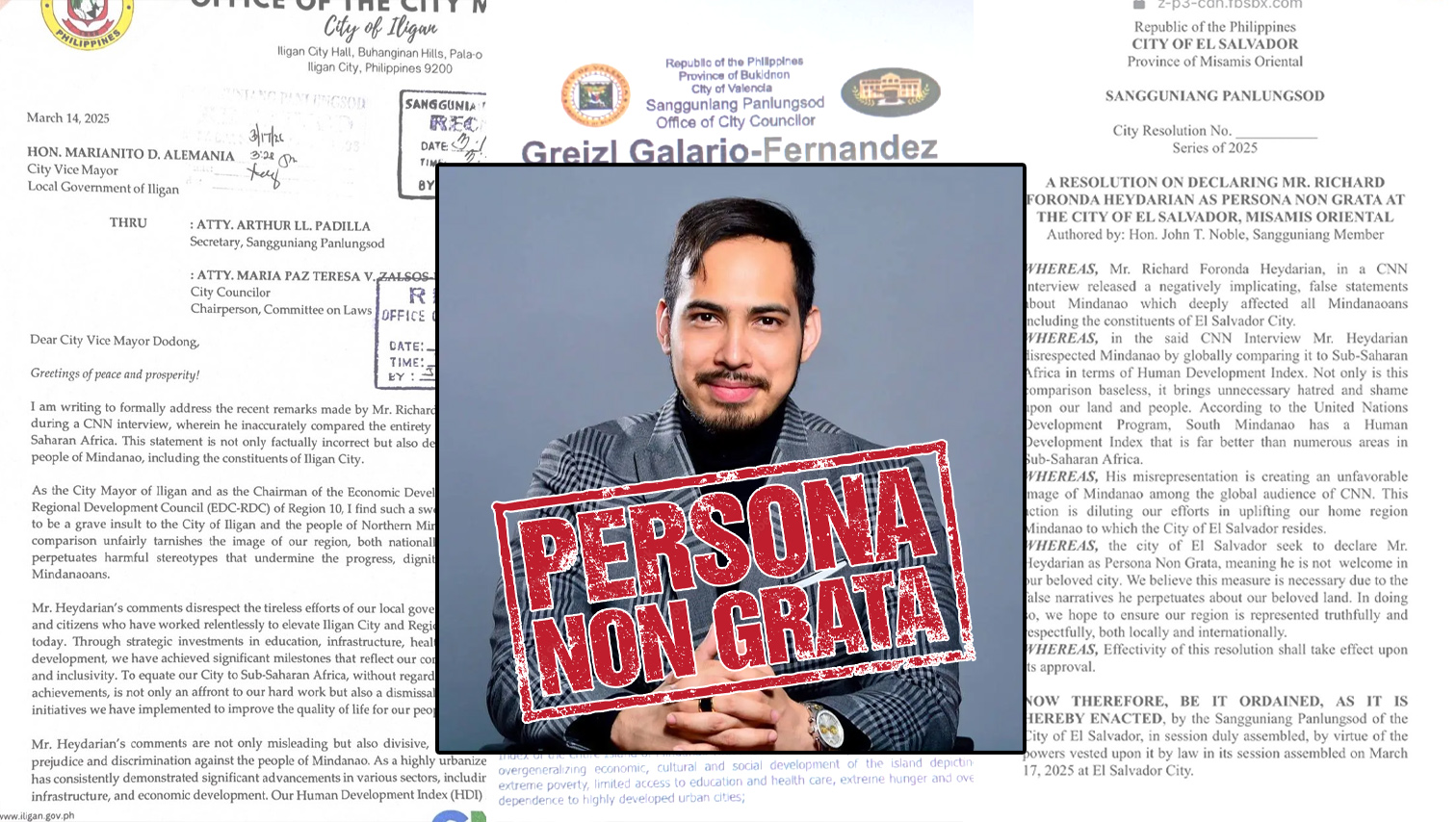 Iligan, Valencia, and El Salvador Cities to declare Richard Heydarian as persona non grata