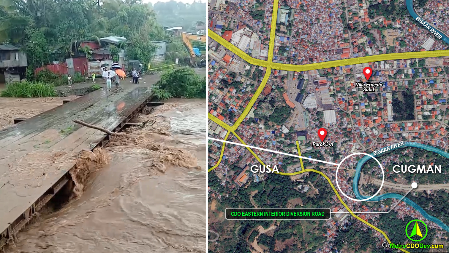 VIDEO WATCH: Bigaan River’s strong current submerges temporary bridge in CDO