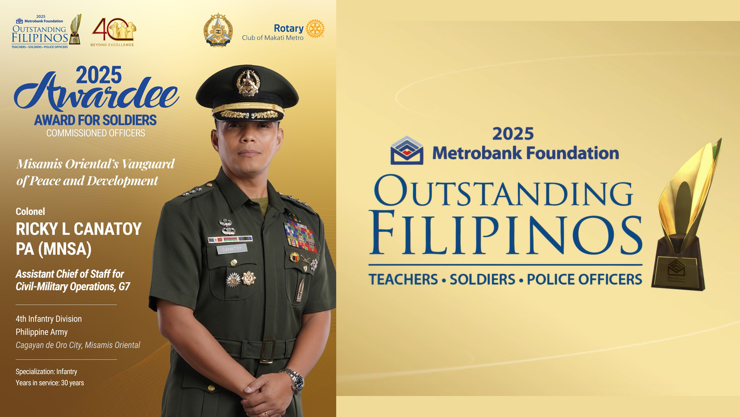 4ID Army colonel named  2025 Metrobank Foundation Outstanding Filipino Soldier