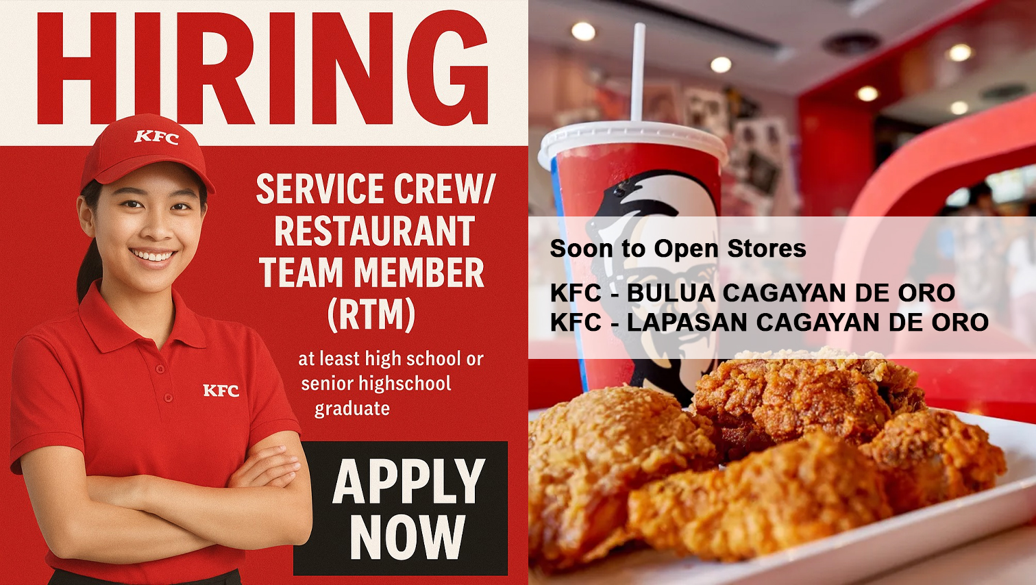 KFC opening 2 more stores in Cagayan de Oro –  Bulua and Lapasan