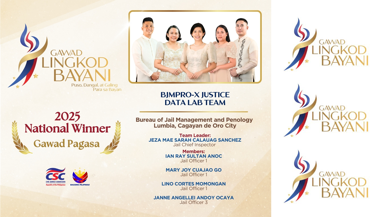 BJMP-X Justice Data Lab Team in Lumbia, CDO is 2025 National Winner of Gawad Pagasa Award