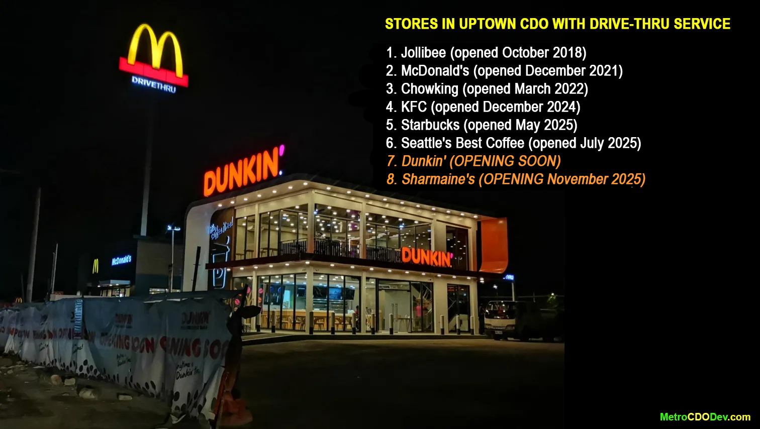 PROJECT WATCH: Dunkin’ Masterson Drive-Thru opening soon, 7th drive-thru in Uptown CDO