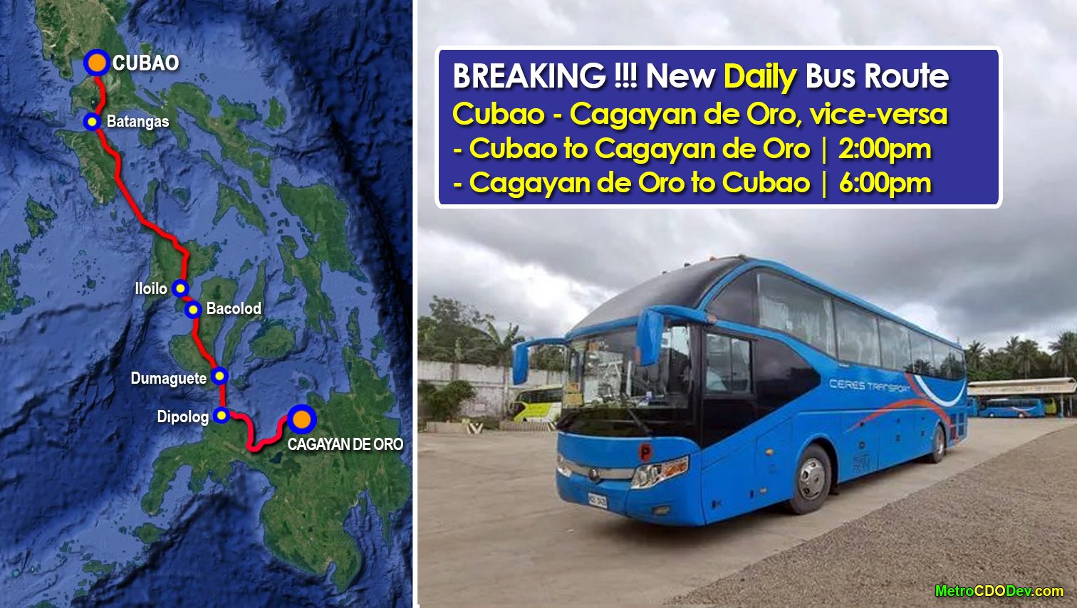 Ceres Transport announces new bus route from Cubao to Cagayan de Oro, vice-versa