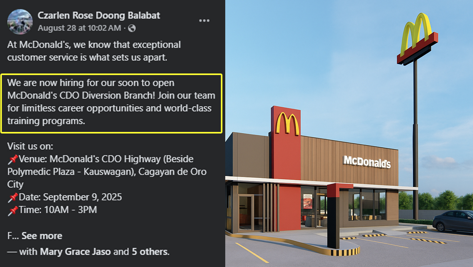 PROJECT WATCH: McDonald’s now hiring for CDO Diversion branch, Agusan site eyed