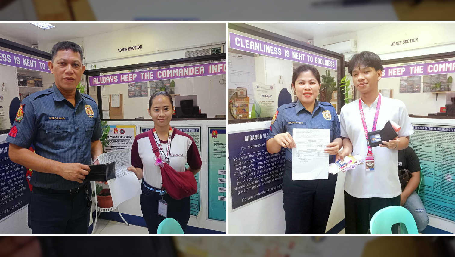 CDO police commend honest student for turning over lost wallet with cash and IDs