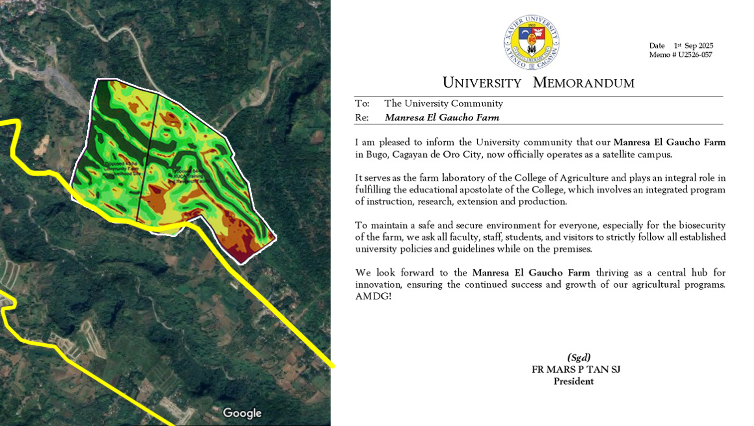 Manresa El Gaucho Farm in Bugo now officially a satellite campus of XU College of Agriculture