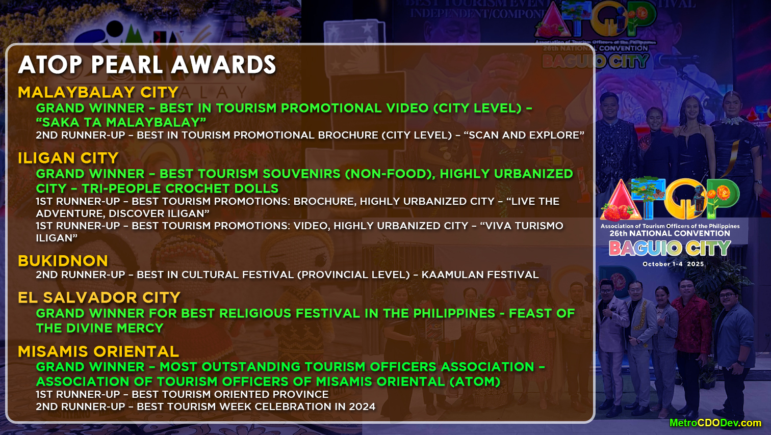 Malaybalay, Iligan, El Salvador, and Misamis Oriental shine as Grand Winners at 2025 ATOP Pearl Awards 2025