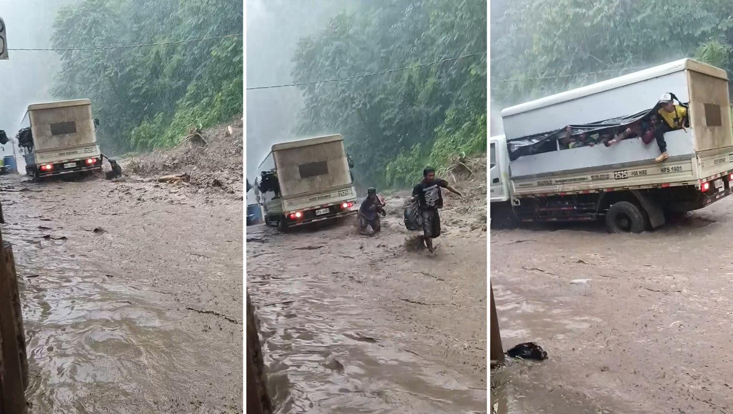 VIDEO WATCH: Landslide halts truck along Uguiaban Bypass Road in Dansolihon, CDO; passengers escape to safety