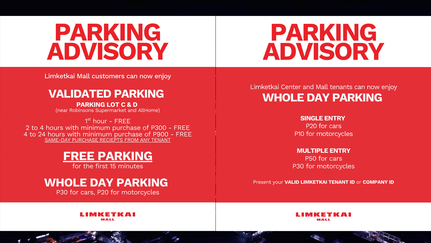 Limketkai Center adjusts Pay Parking Rates anew