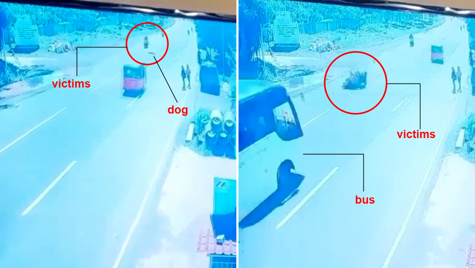 VIDEO WATCH: Motorcycle riders killed after hitting dog, falling into path of bus in Jasaan, MisOr; incident caught on CCTV