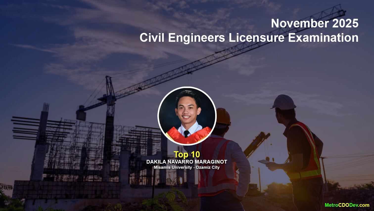 Misamis U grad is Top 10 in November 2025 Civil Engineers Board Exam
