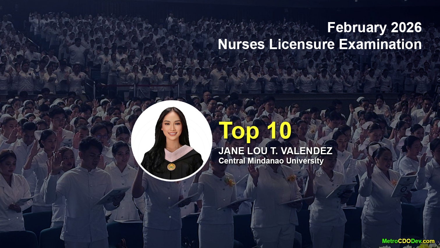 Lone CMU examinee places 10th in February 2026 Nurses  Board Exam