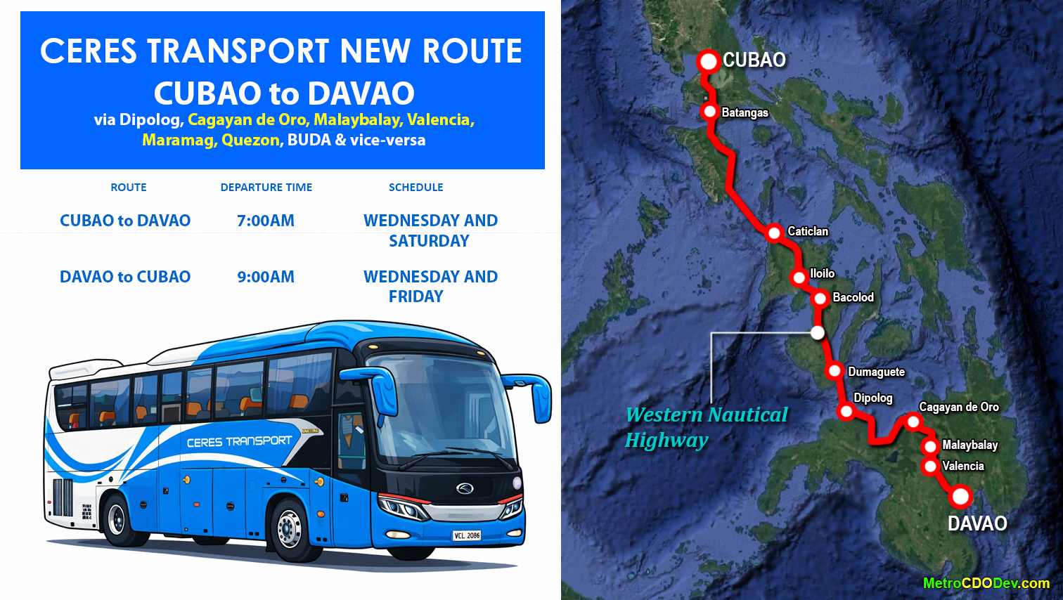 Ceres rolls out Cubao-Davao long haul route via Western Nautical Highway