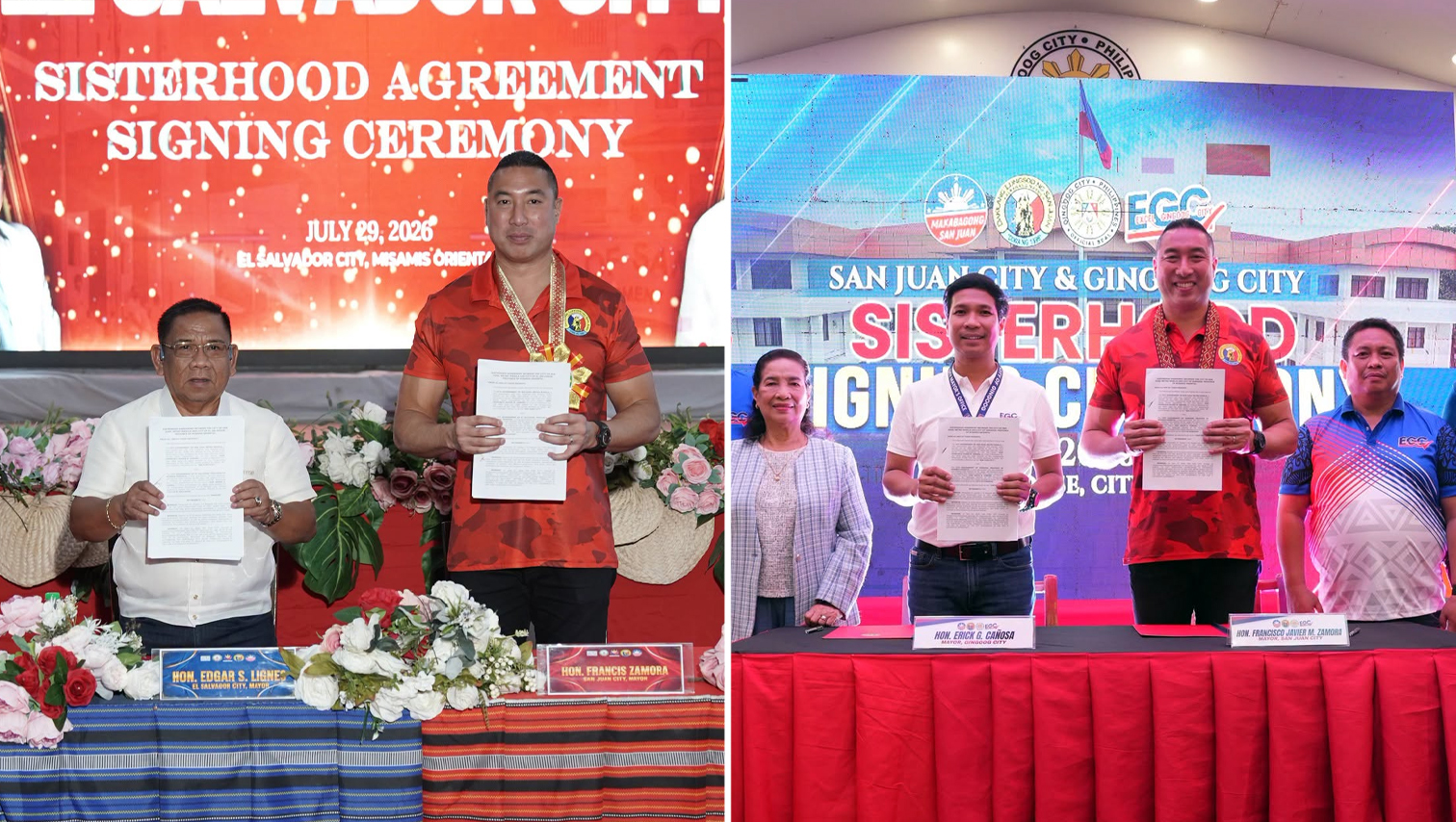 El Salvador, Gingoog sign sisterhood agreements with San Juan City