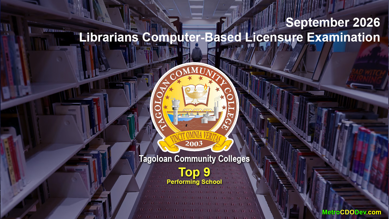 Tagoloan Community College ranks 9th among Top Performing Schools in September 2026 Librarians Board Exam